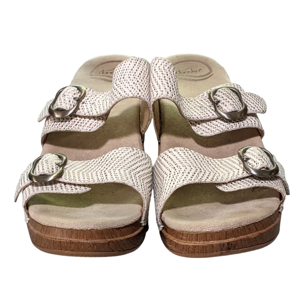 Dansko Sophie platform slip on adjustable buckle open toad wedge size 41/10.5-11